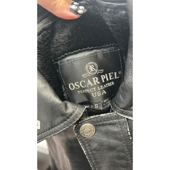 559- Oscar Piel Perfect Leather Jacket Small - Picture 2 of 2